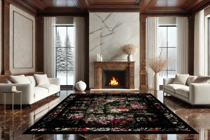 Baroque Rose Washable Rug