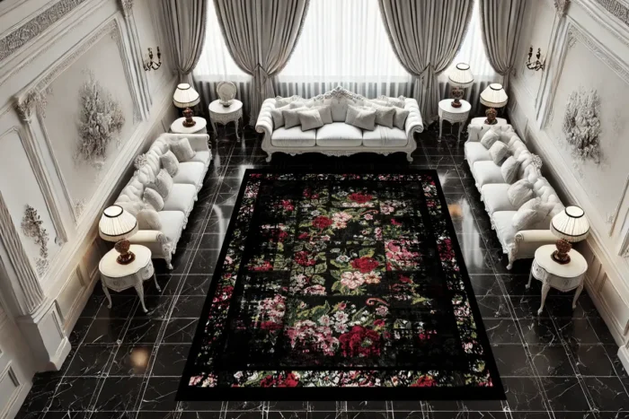 Baroque Rose Washable Rug