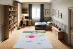 Elephant's Rainbow Journey Washable Rug