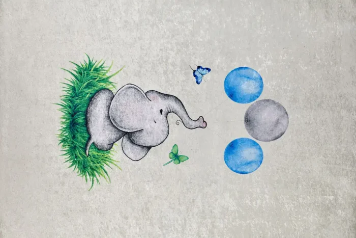 Elephant's Balloon Adventure Washable Rug