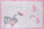 Dreamy Elephant Pink Washable Rug