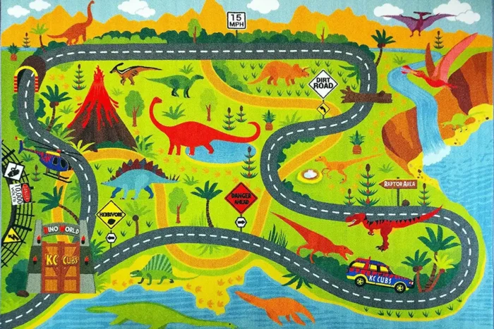 Dino World Adventure Washable Rug