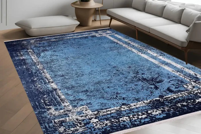 Azure Frame Washable Rug