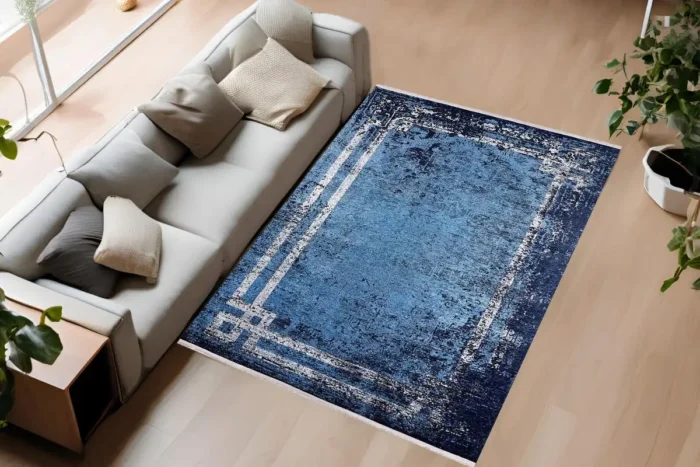 Azure Frame Washable Rug