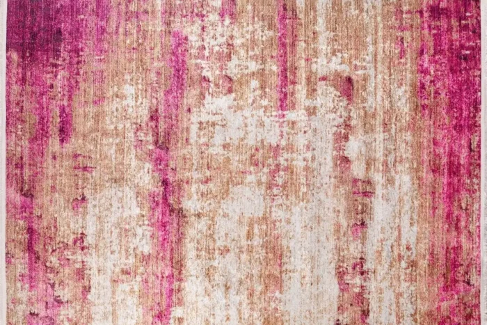 Vibrant Rustic Pink Washable Rug