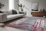 Crimson Edge Modern Washable Rug