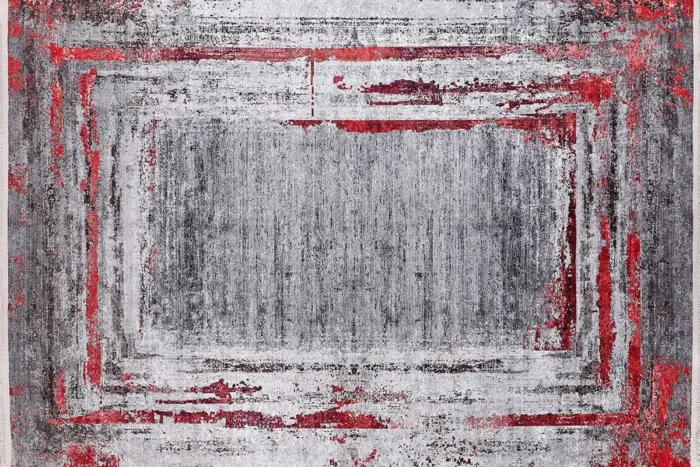 Crimson Edge Modern Washable Rug
