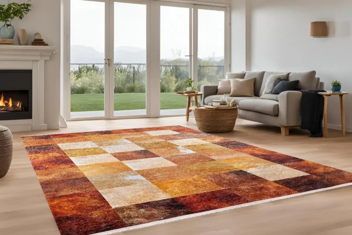Amber Mosaic Washable Rug