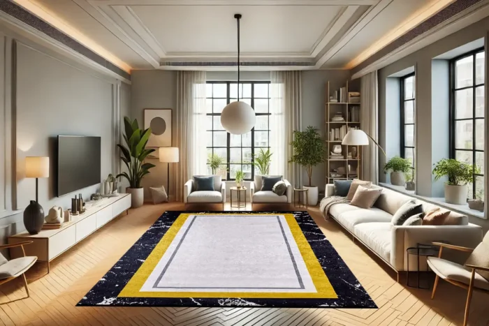 Golden Marble Elegance Washable Rug - Image 4