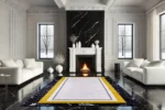 Golden Marble Elegance Washable Rug - Image 3