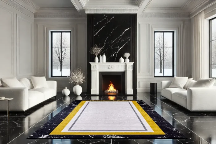 Golden Marble Elegance Washable Rug - Image 3