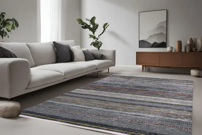 Ethnic Stripe Pattern Washable Rug