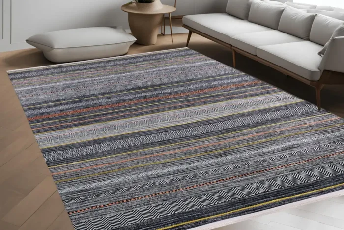 Ethnic Stripe Pattern Washable Rug