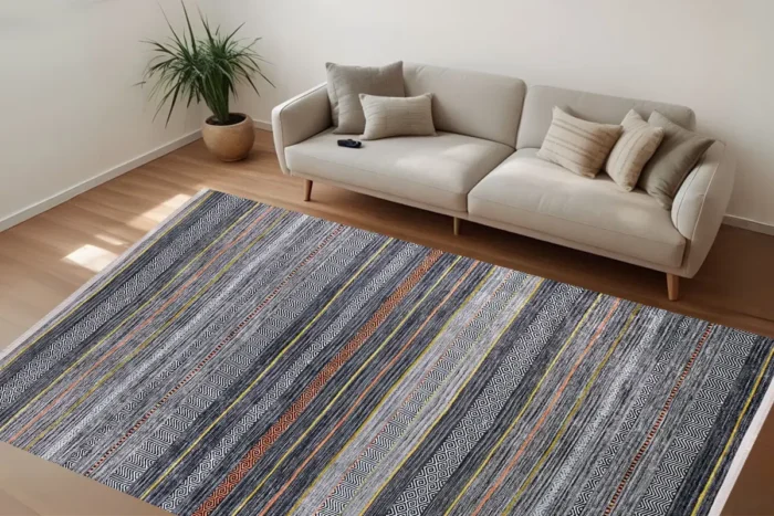 Ethnic Stripe Pattern Washable Rug