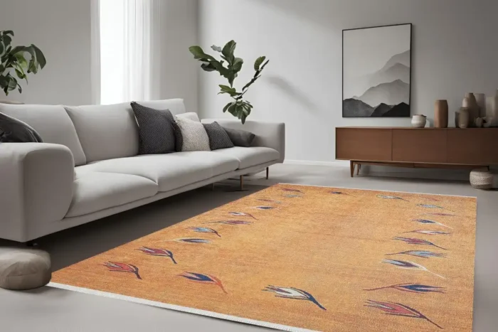 Blossom Breeze Gold Washable Rug