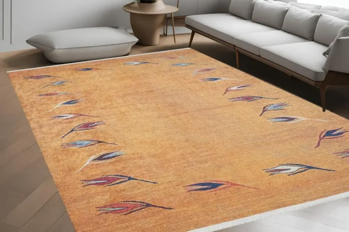 Blossom Breeze Gold Washable Rug