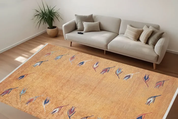 Blossom Breeze Gold Washable Rug