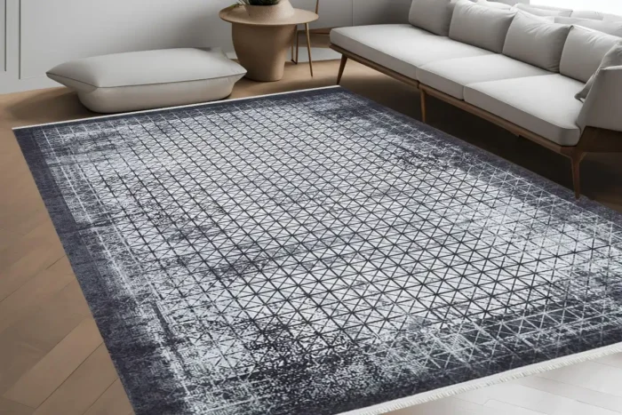 Grid Noir 1 Washable Rug