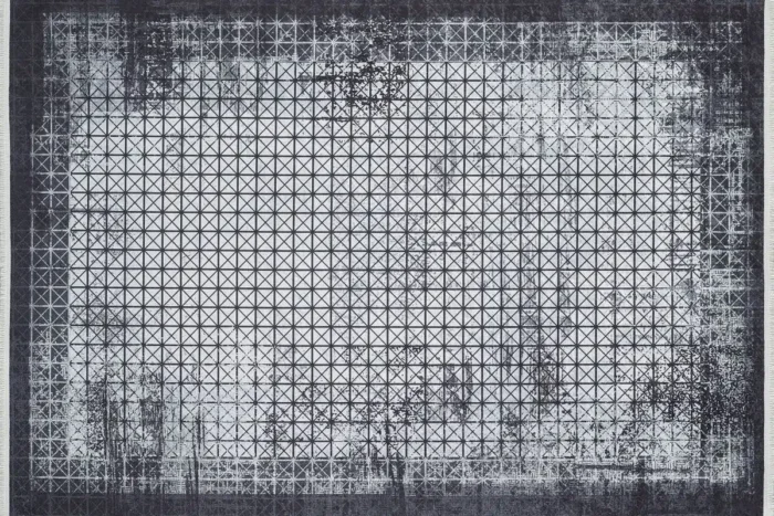 Grid Noir 1 Washable Rug