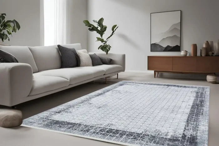 Grid Noir 3 Washable Rug