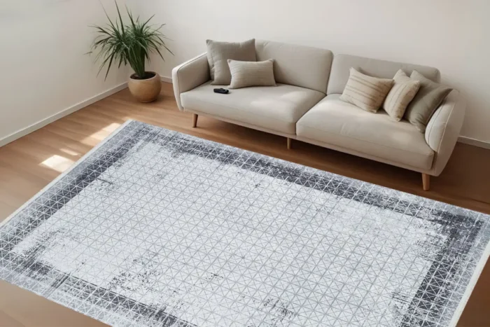 Grid Noir 3 Washable Rug